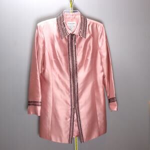Victor Costa Occasion Pink Silk Beaded Dress Jacket‎ Size 12